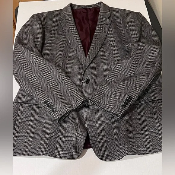 Tommy Hilfiger Classic Gray Plaid Men's Blazer, Sport Coat Jacket - Picture 9 of 16